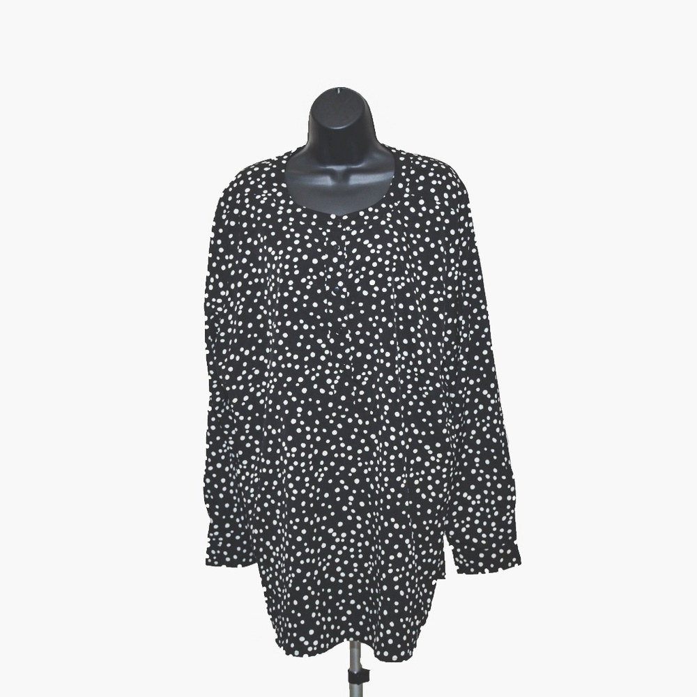 NWOT Renee C. Black/White Polka Dot Button Tunic